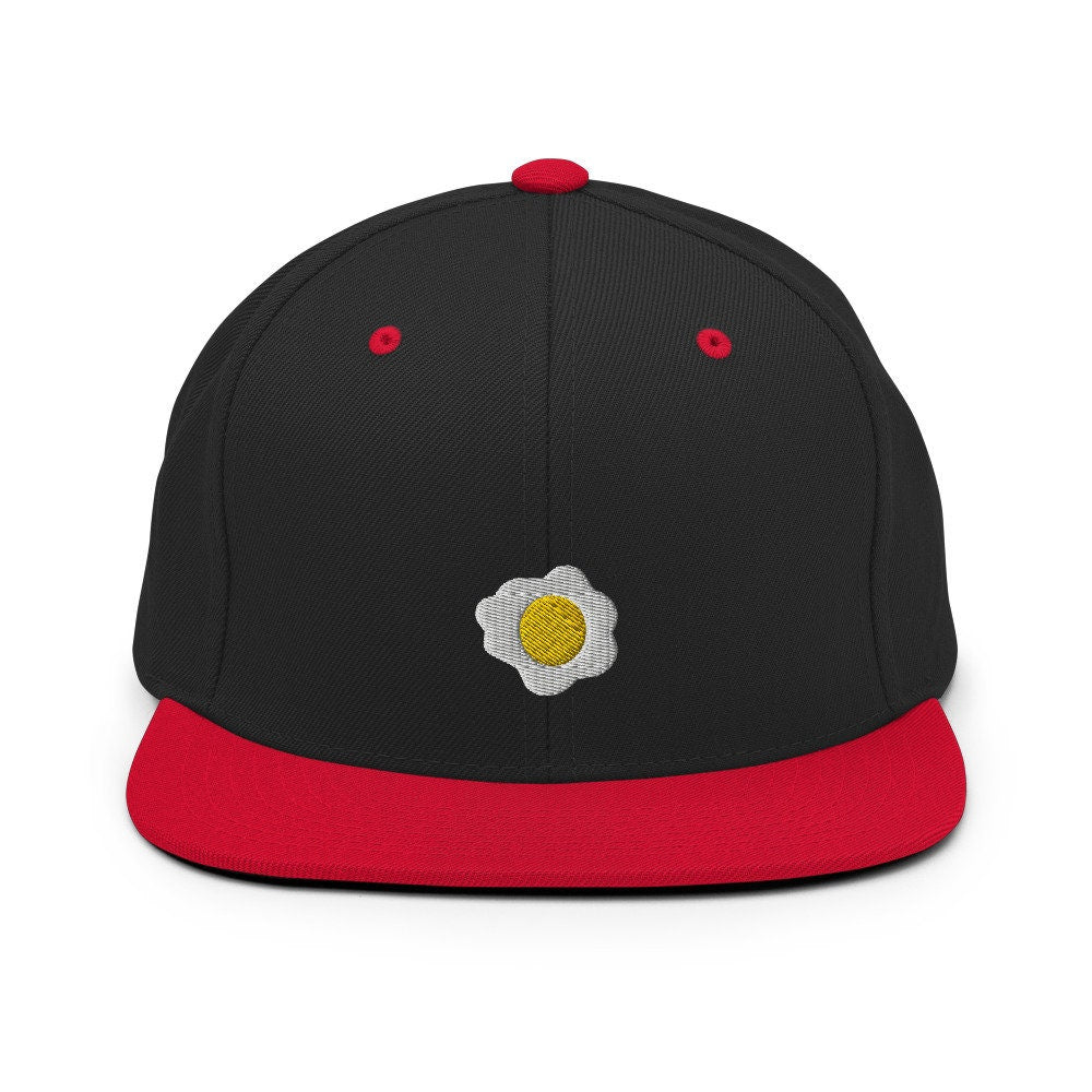 Sunny-Side Up Egg Embroidered Snapback Hat, Cap Gift, Embroidered Snapback Hat, Flat Bill Snapback