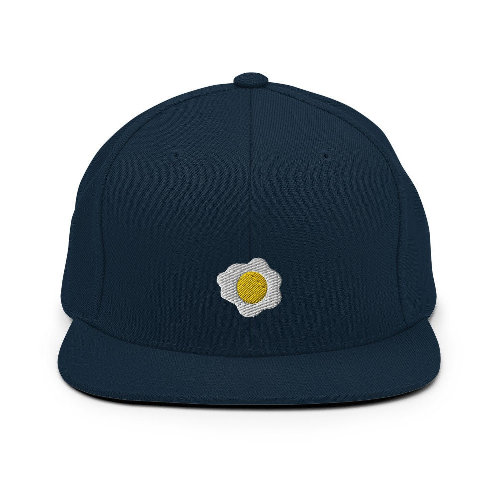 Sunny-Side Up Egg Embroidered Snapback Hat, Cap Gift, Embroidered Snapback Hat, Flat Bill Snapback