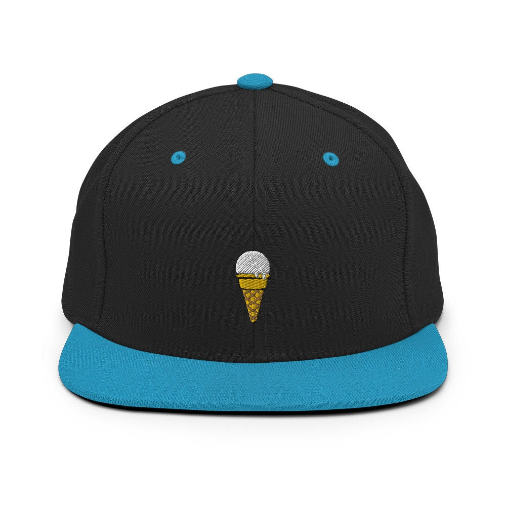 Vanilla Ice Cream Cone Embroidered Snapback Hat, Cap Gift, Embroidered Snapback Hat, Flat Bill Snapback