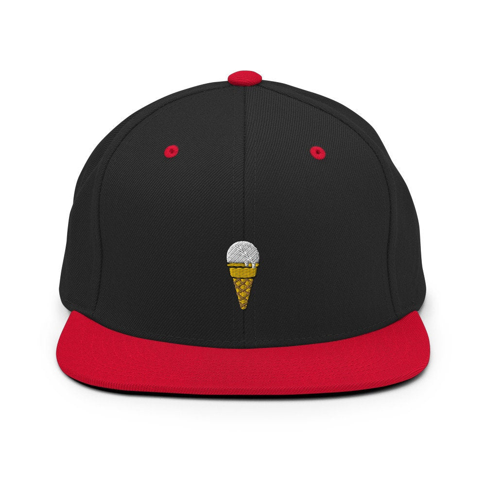 Vanilla Ice Cream Cone Embroidered Snapback Hat, Cap Gift, Embroidered Snapback Hat, Flat Bill Snapback