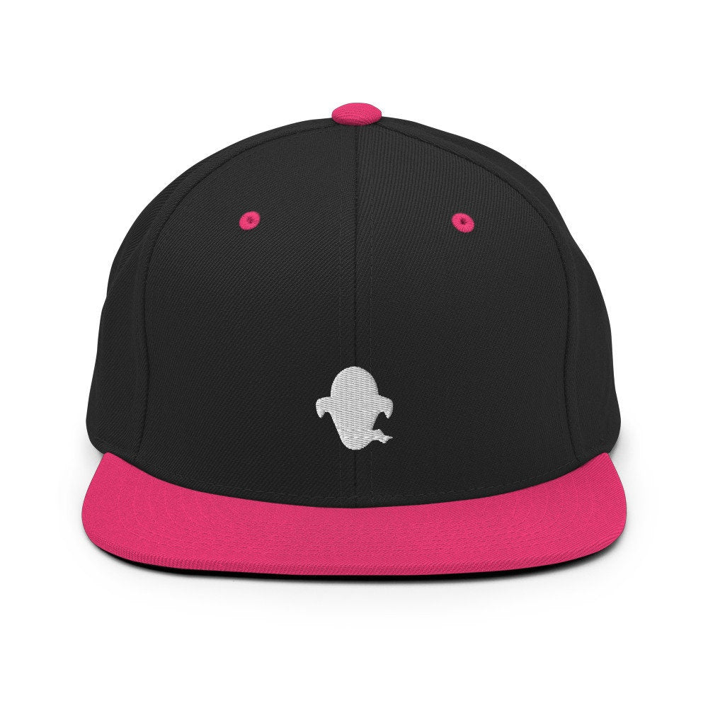 Spooky Ghost Embroidered Snapback Hat, Cap Gift, Embroidered Snapback Hat, Flat Bill Snapback