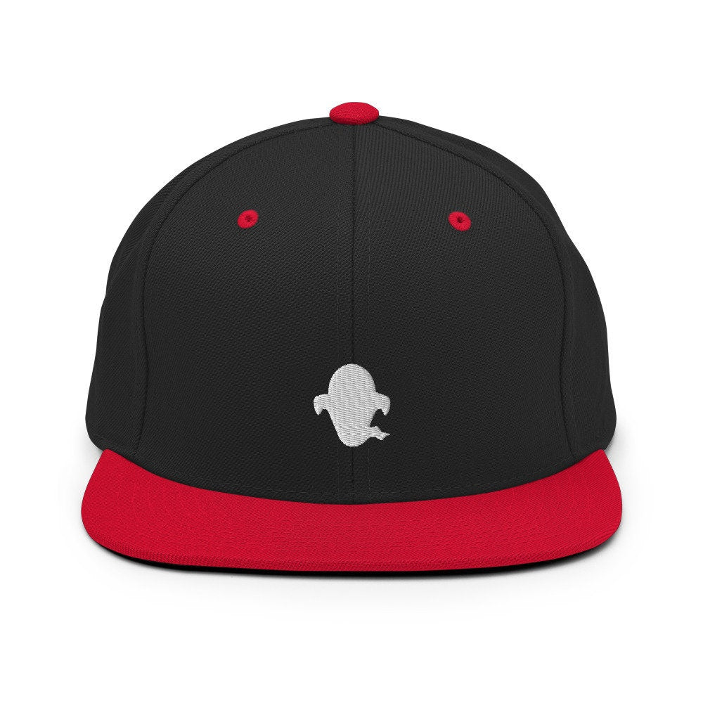 Spooky Ghost Embroidered Snapback Hat, Cap Gift, Embroidered Snapback Hat, Flat Bill Snapback