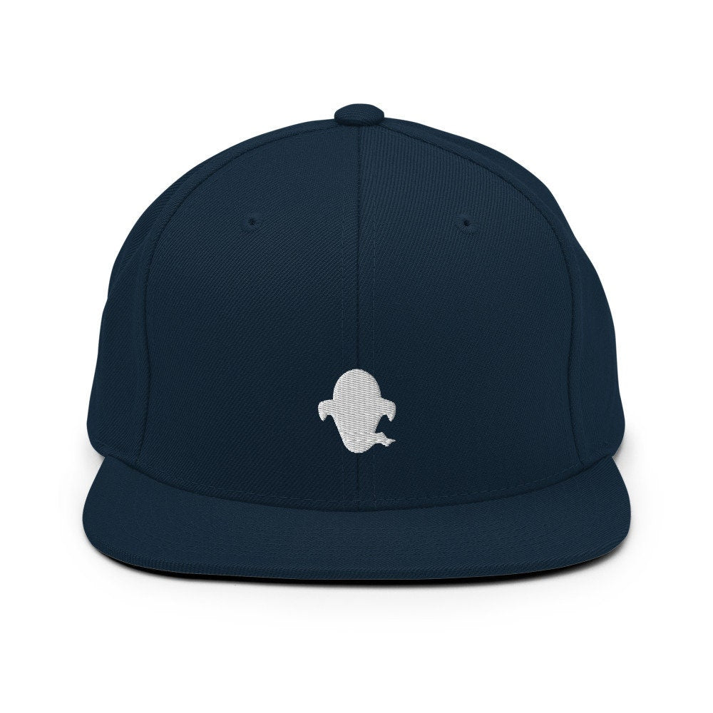 Spooky Ghost Embroidered Snapback Hat, Cap Gift, Embroidered Snapback Hat, Flat Bill Snapback