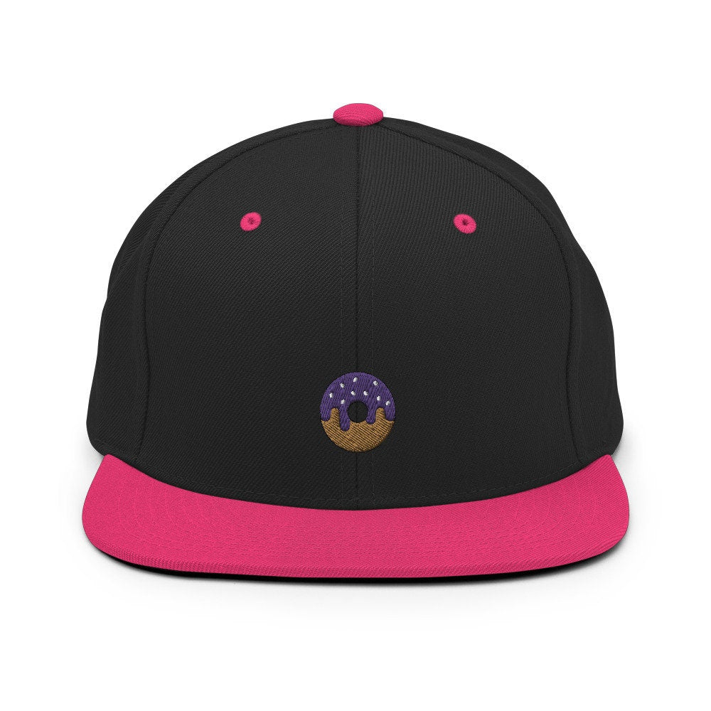 Sprinkled Donut Embroidered Snapback Hat, Cap Gift, Embroidered Snapback Hat, Flat Bill Snapback