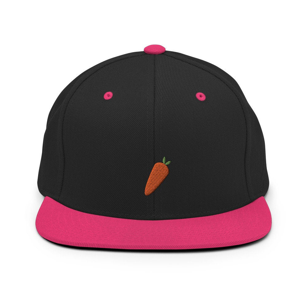Carrot Embroidered Snapback Hat, Cap Gift, Embroidered Snapback Hat, Flat Bill Snapback