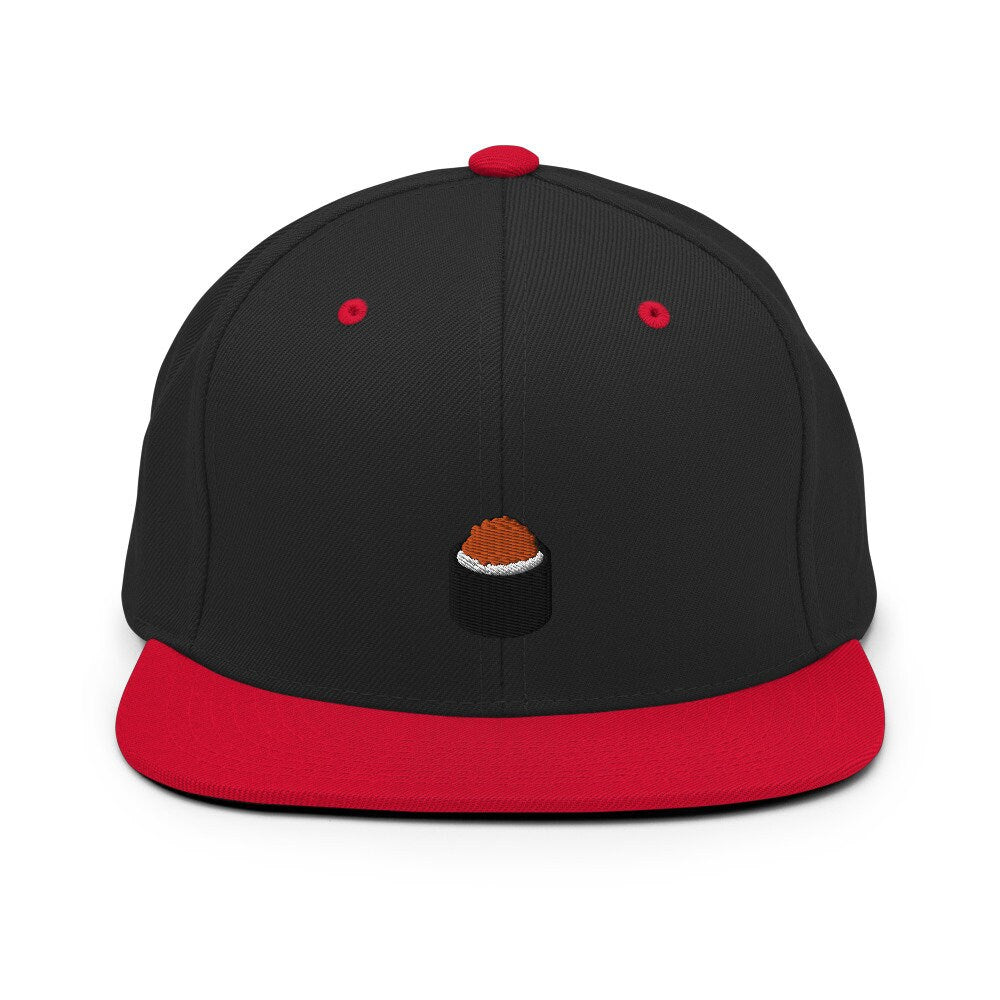 Sushi Roll Ikura Salmon Eggs Embroidered Snapback Hat, Cap Gift, Embroidered Snapback Hat, Flat Bill Snapback