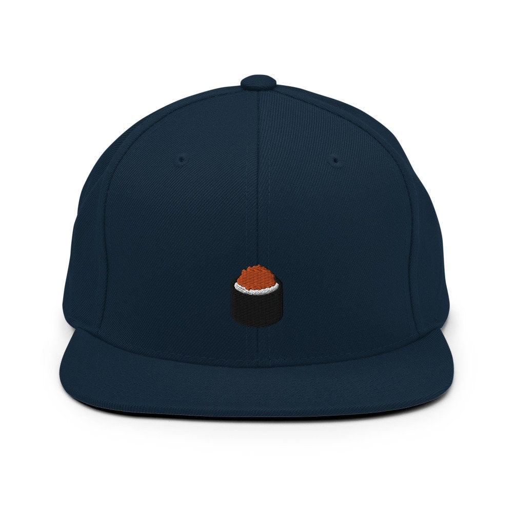 Sushi Roll Ikura Salmon Eggs Embroidered Snapback Hat, Cap Gift, Embroidered Snapback Hat, Flat Bill Snapback