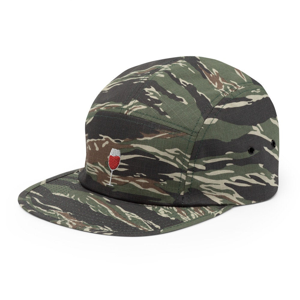 Wine Glass Embroidered Five Panel Cap, Hat Gift