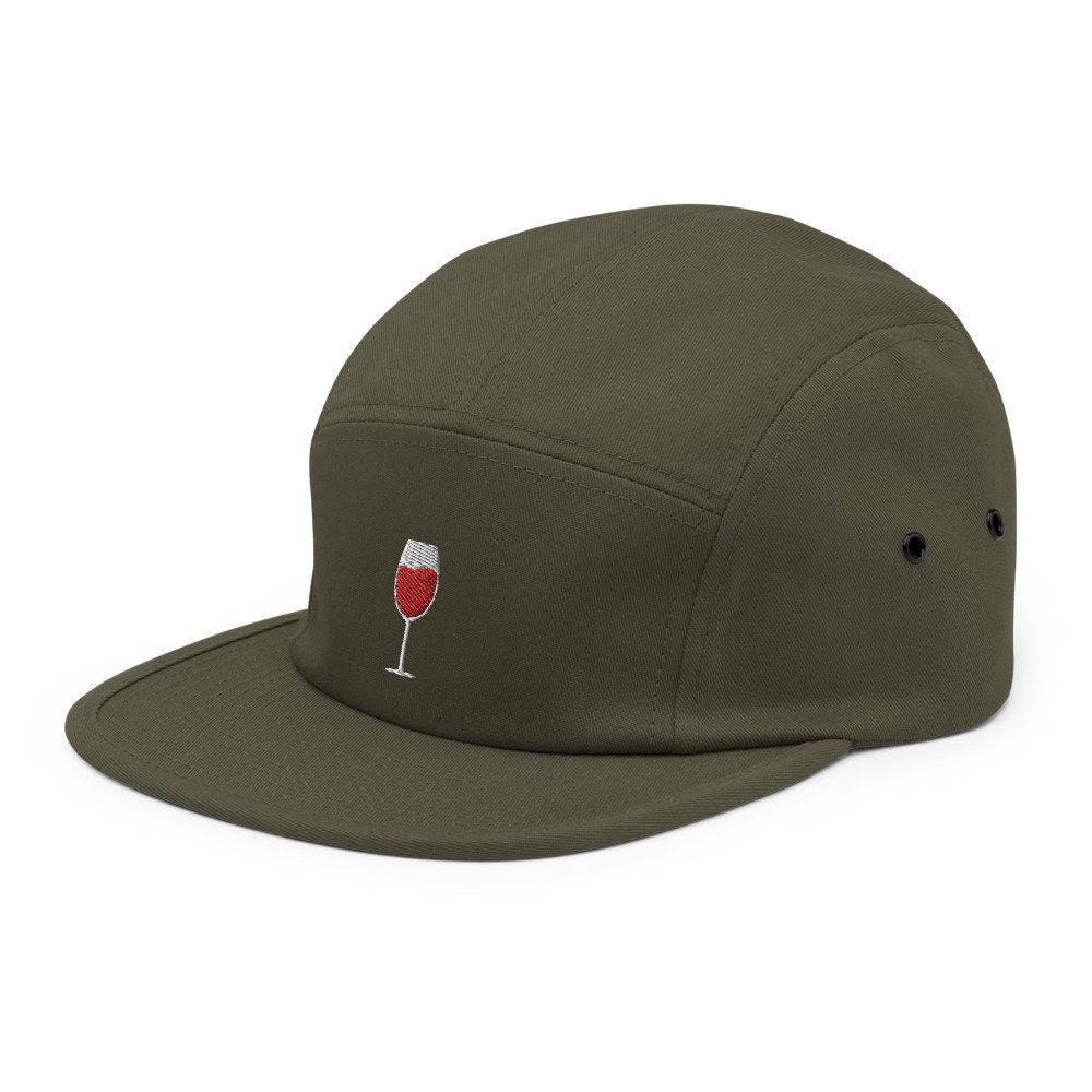 Wine Glass Embroidered Five Panel Cap, Hat Gift