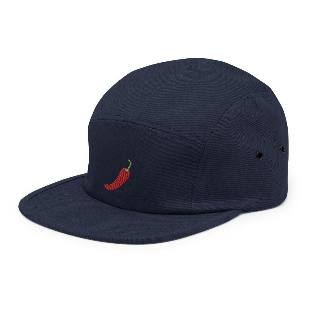 Red Chili Pepper Embroidered Five Panel Cap, Hat Gift