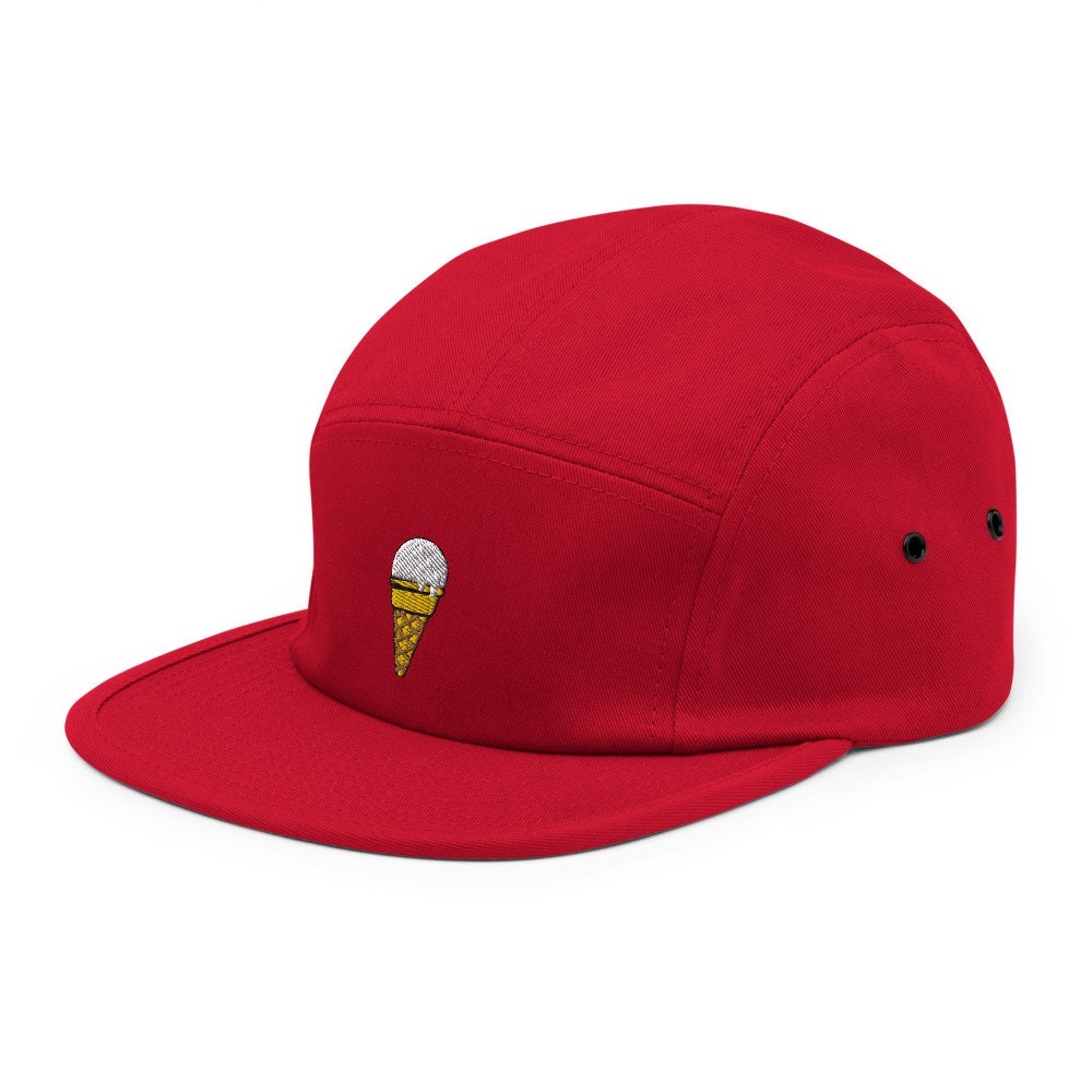 Vanilla Ice Cream Cone Embroidered Five Panel Cap, Hat Gift