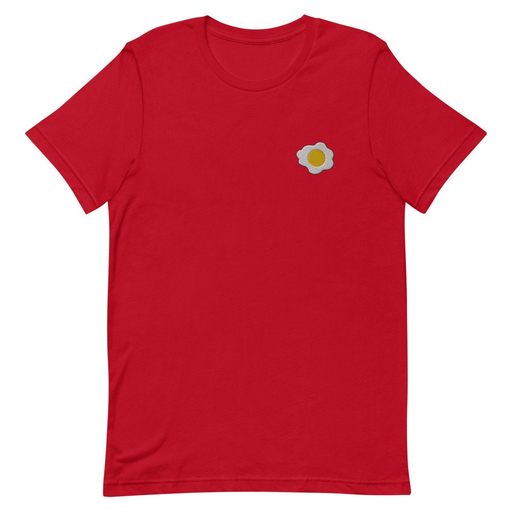 Sunny-Side Up Egg Embroidered Men's T-Shirt Gift for Boyfriend, Men's Short Sleeve Shirt - Multiple Colors