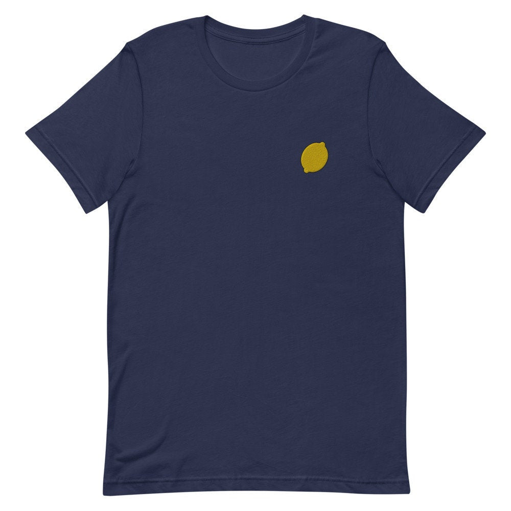 Lemon Fruit Embroidered Men's T-Shirt Gift for Boyfriend, Men's Short Sleeve Shirt - Multiple Colors