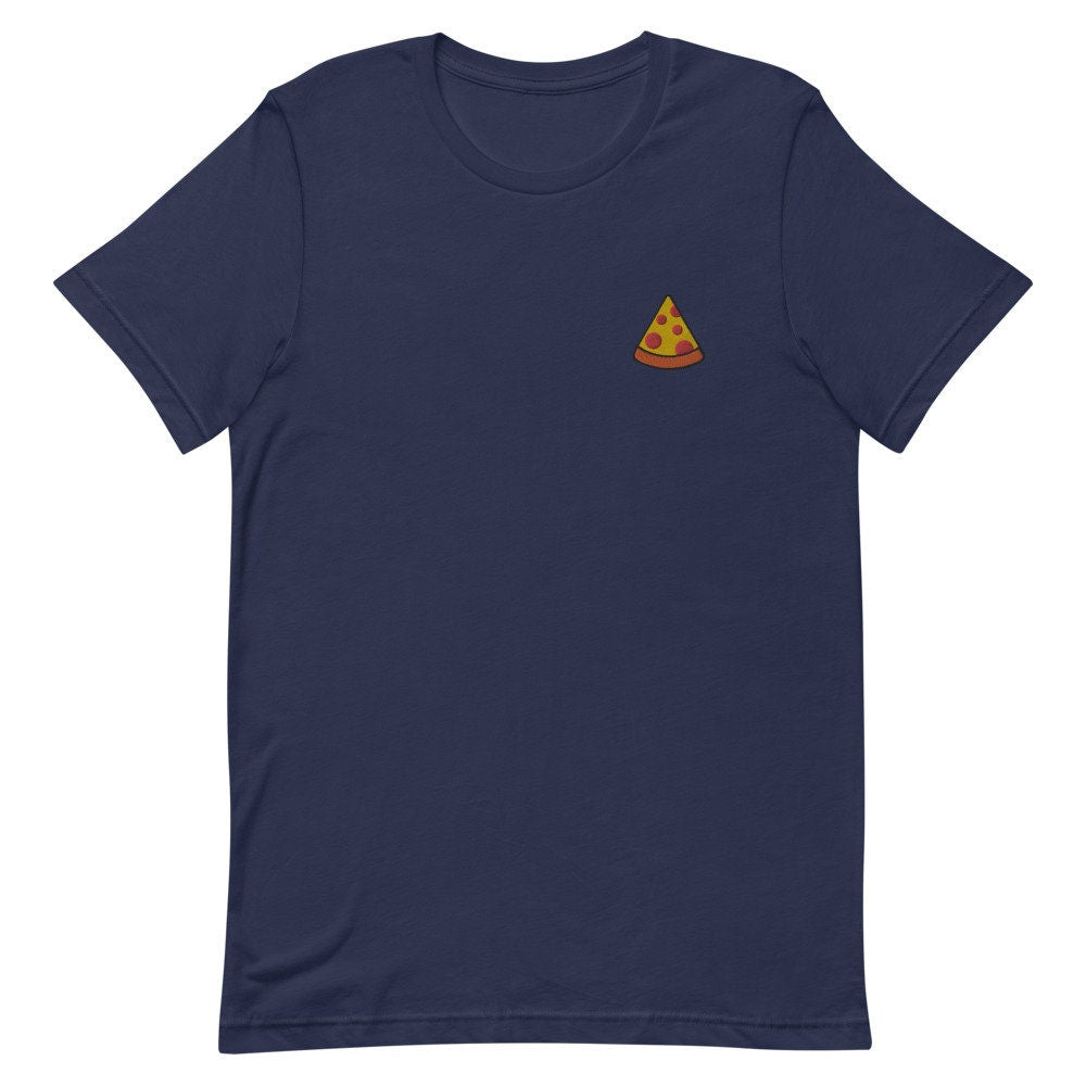 Slice of Pizza Embroidered Men's T-Shirt Gift for Boyfriend, Men's Short Sleeve Shirt - Multiple Colors