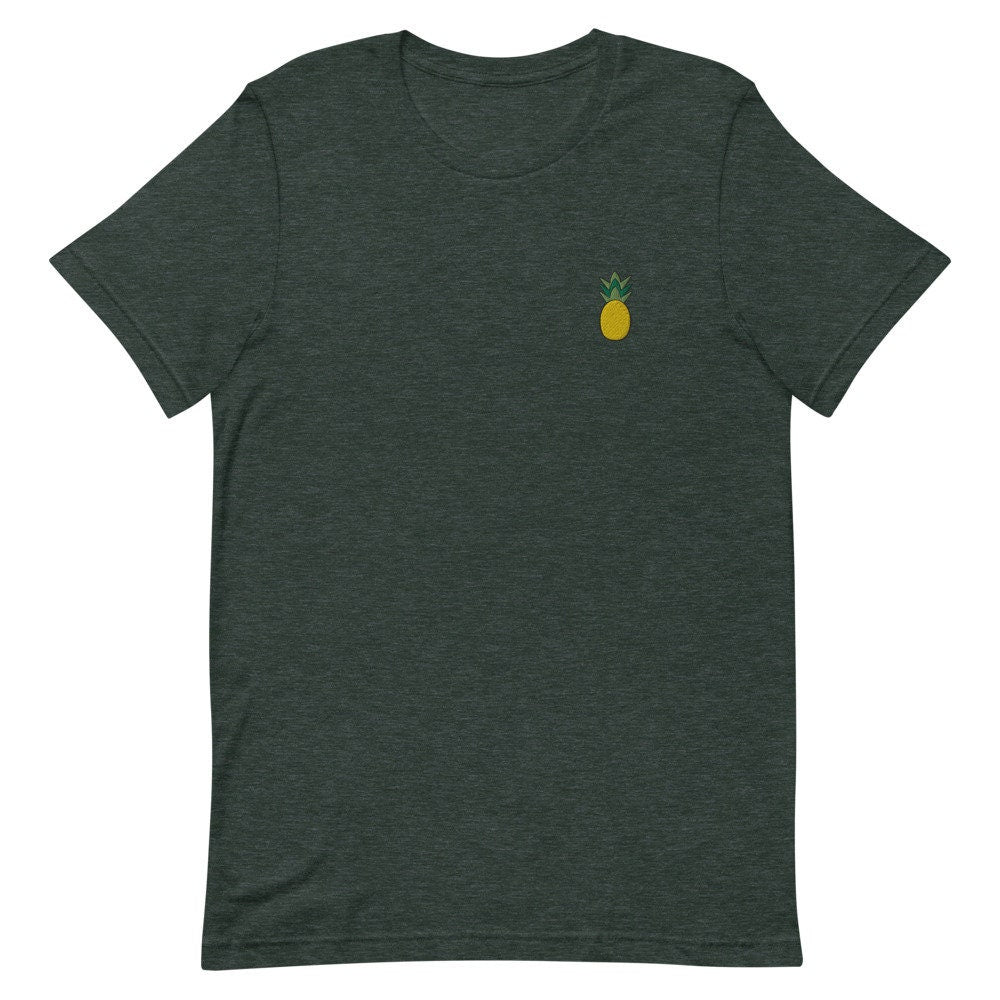 Pineapple Fruit Embroidered Men's T-Shirt Gift for Boyfriend, Men's Short Sleeve Shirt - Multiple Colors