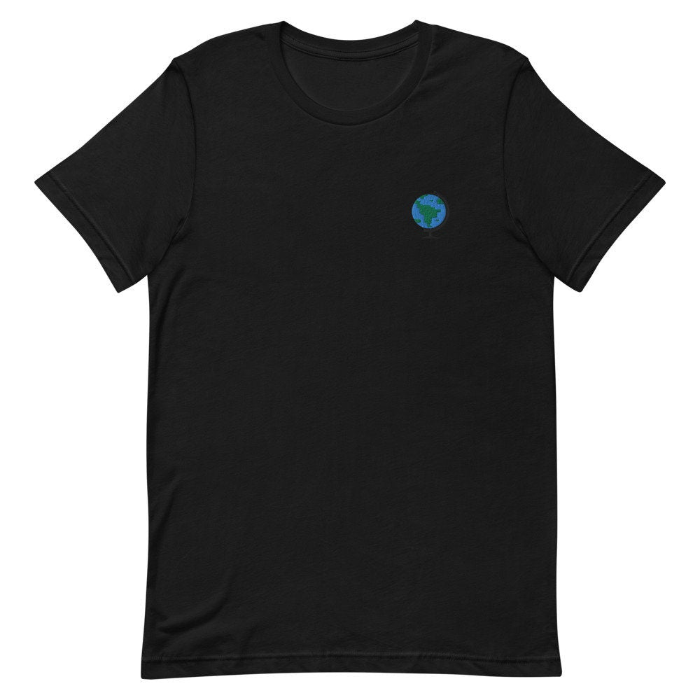 Globe of Earth Embroidered Men's T-Shirt Gift for Boyfriend, Men's Short Sleeve Shirt - Multiple Colors