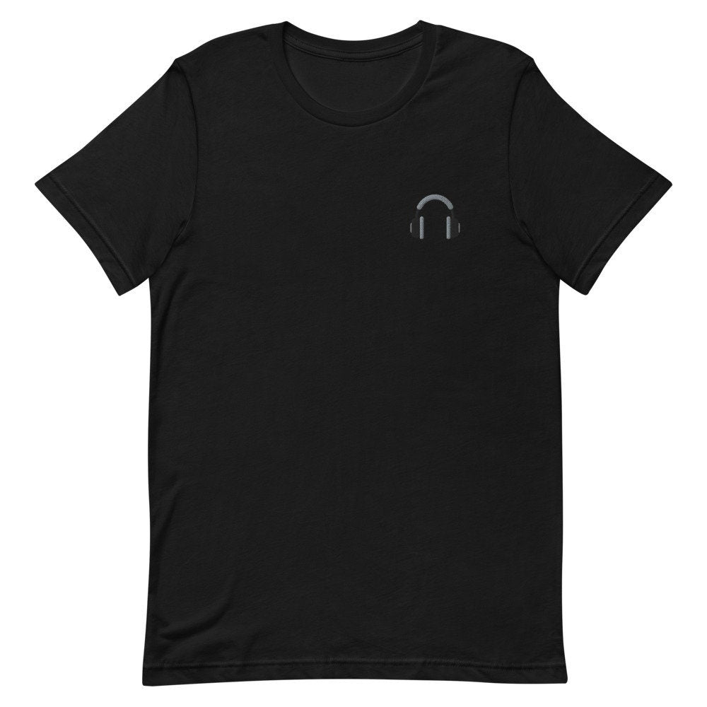 DJ Headphones Embroidered Men's T-Shirt Gift for Boyfriend, Men's Short Sleeve Shirt - Multiple Colors