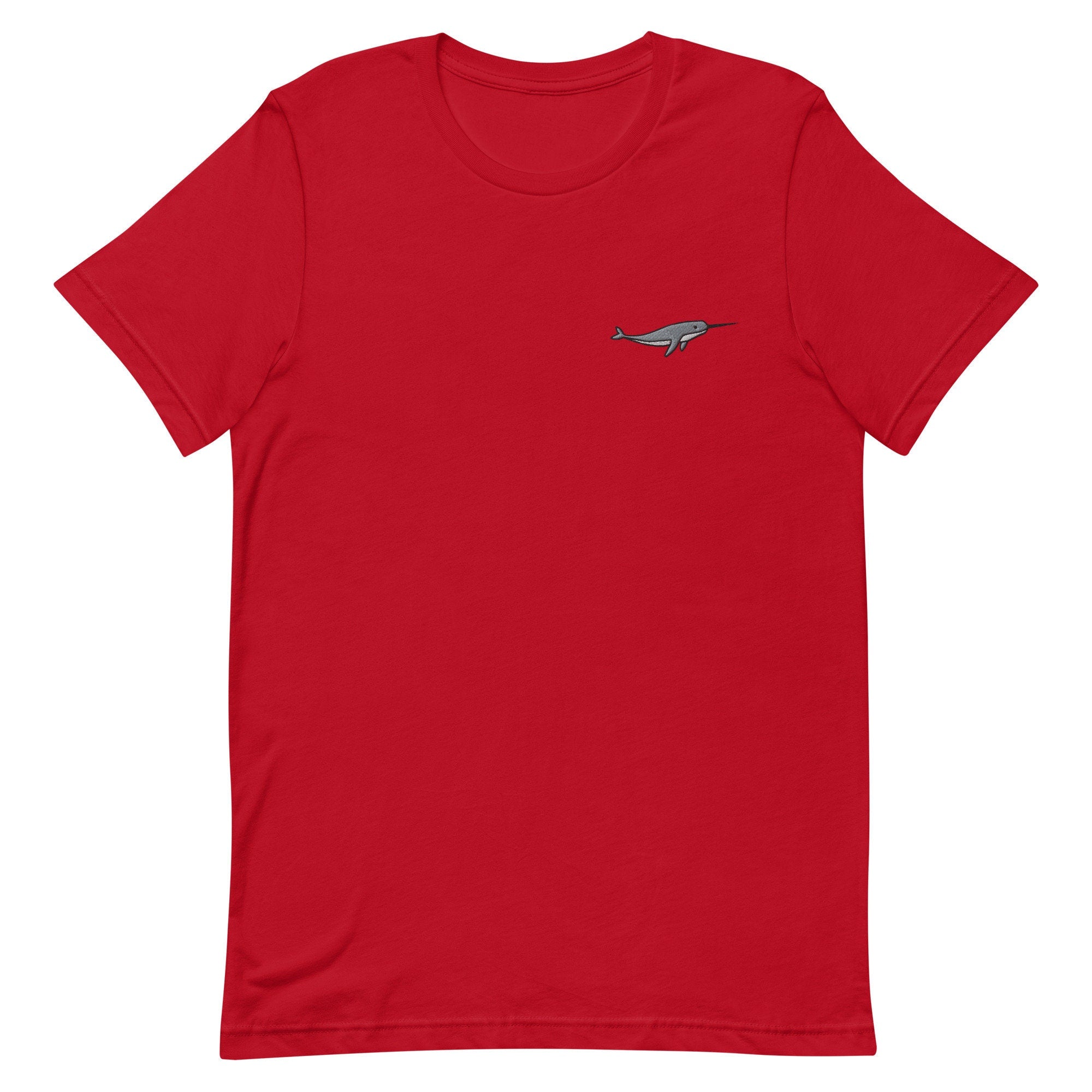 Narwhale Embroidered Men's T-Shirt Gift for Boyfriend, Men's Short Sleeve Shirt - Multiple Colors