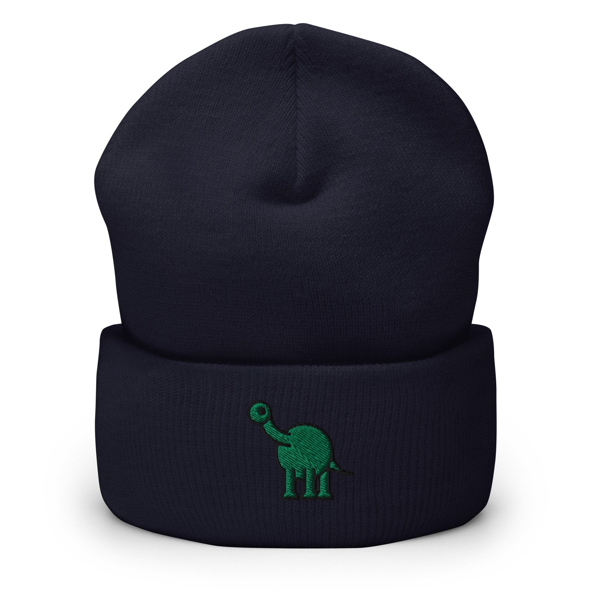 Dinosaur Long Neck Dino, Embroidered Beanie, Handmade Cuffed Knit Unisex Slouchy Adult Winter Hat Cap Gift