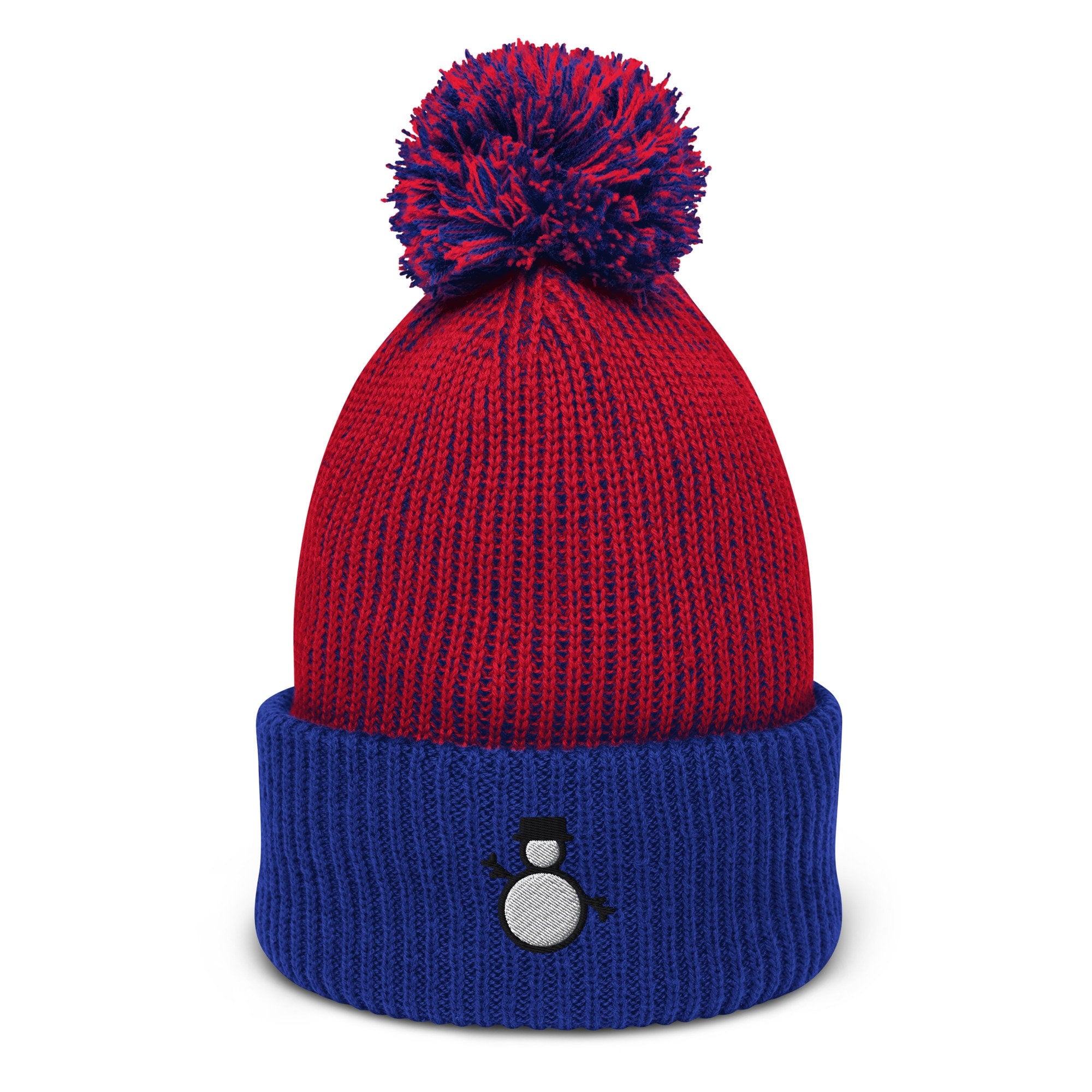 Snowman Embroidered Pom Pom Beanie