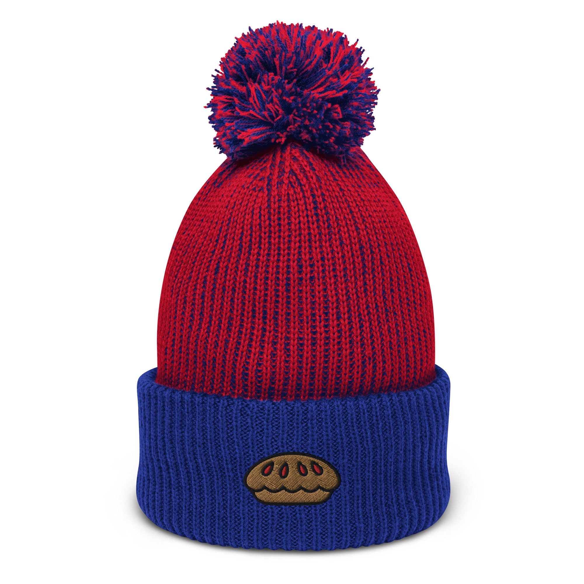 Apple Pie Embroidered Pom Pom Beanie