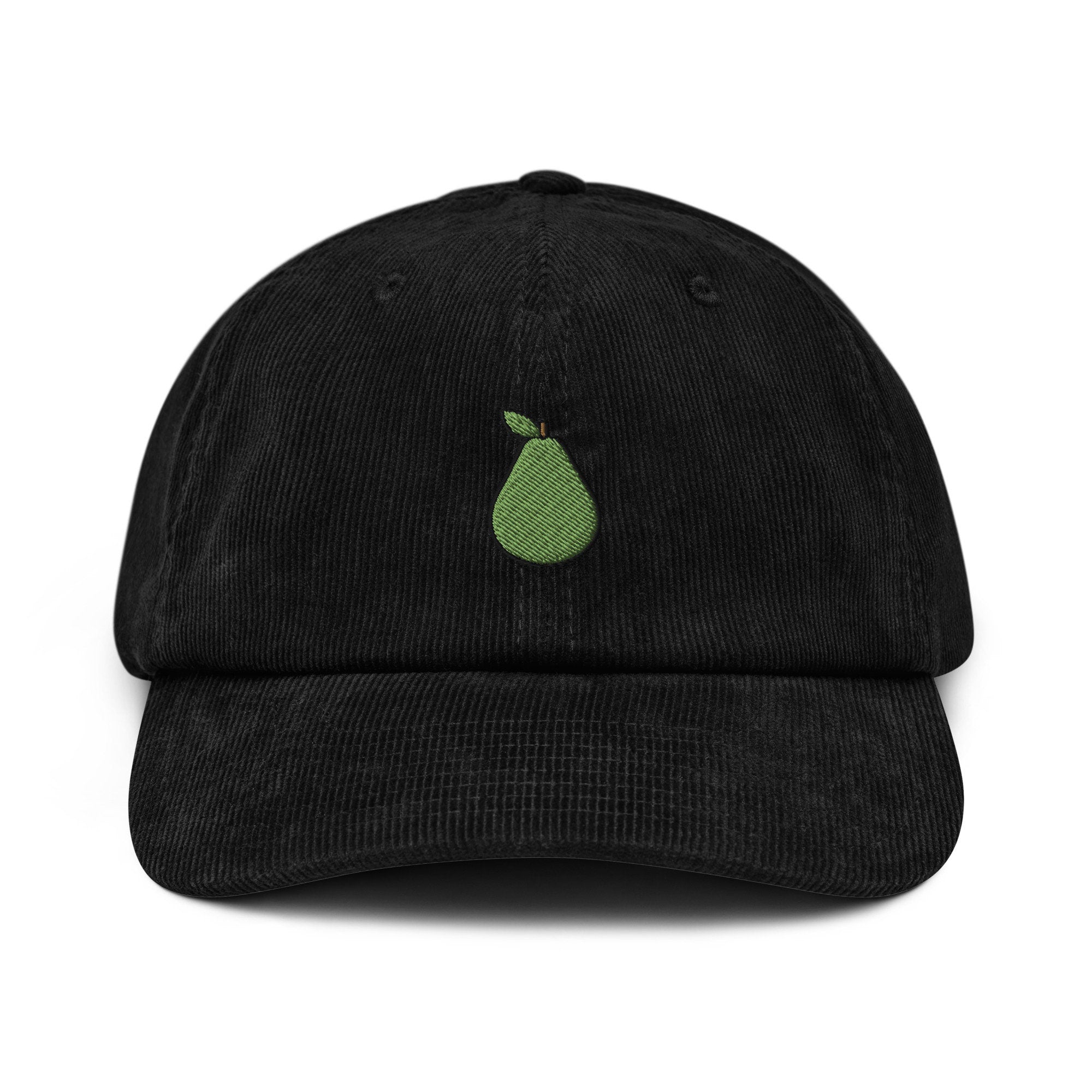 Pear Embroidered Corduroy Dad Hat, Handmade Corduroy Baseball Cap Gift - Multiple Colors