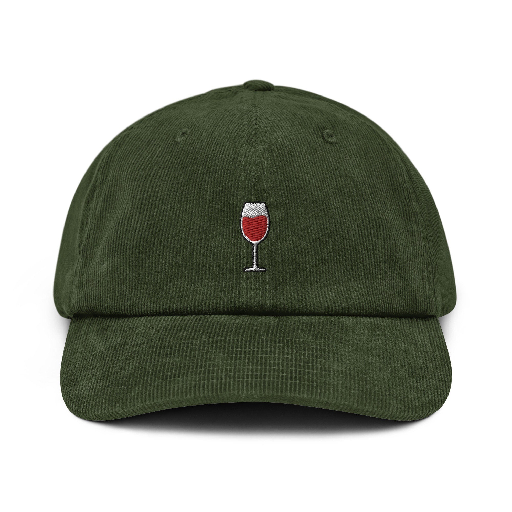 Wine Embroidered Corduroy Dad Hat, Handmade Corduroy Baseball Cap Gift - Multiple Colors