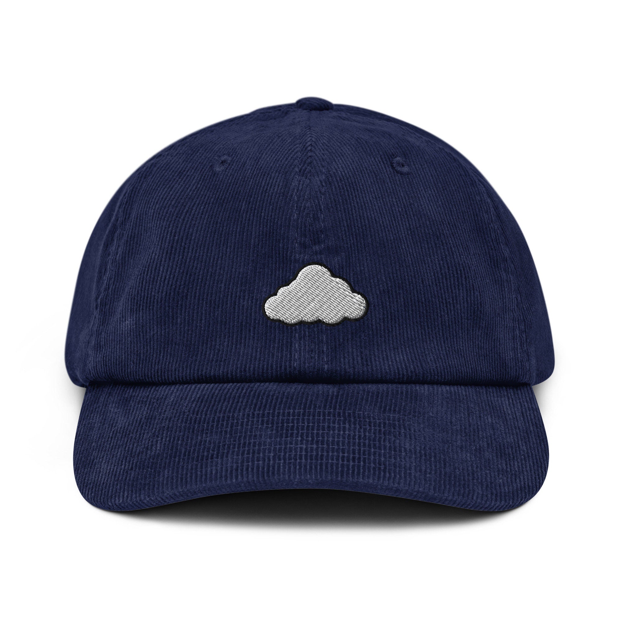Cloud Embroidered Corduroy Dad Hat, Handmade Corduroy Baseball Cap Gift - Multiple Colors