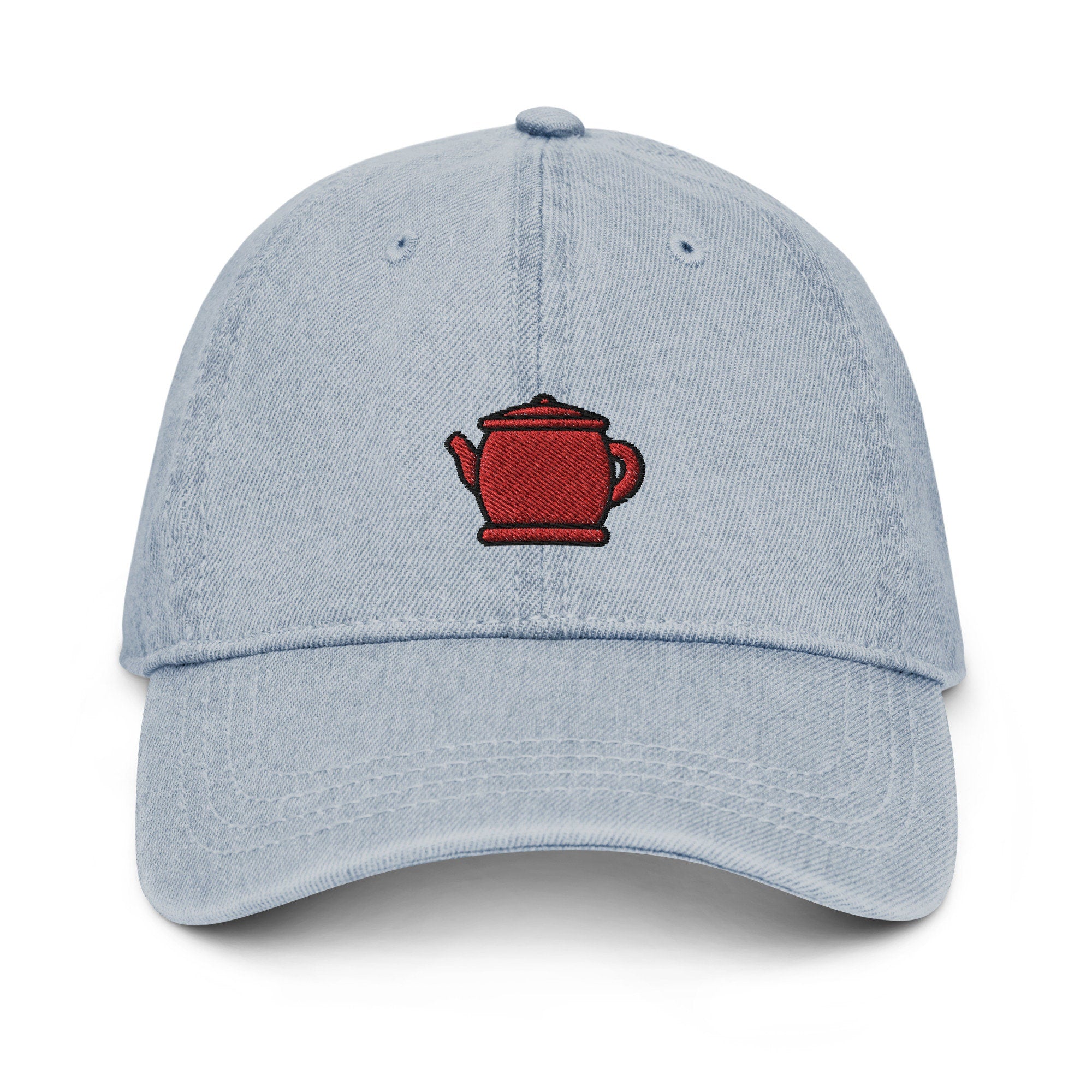 Teapot Denim Hat, Premium Embroidered Denim Cap, Hat Embroidery Gift - Multiple Colors