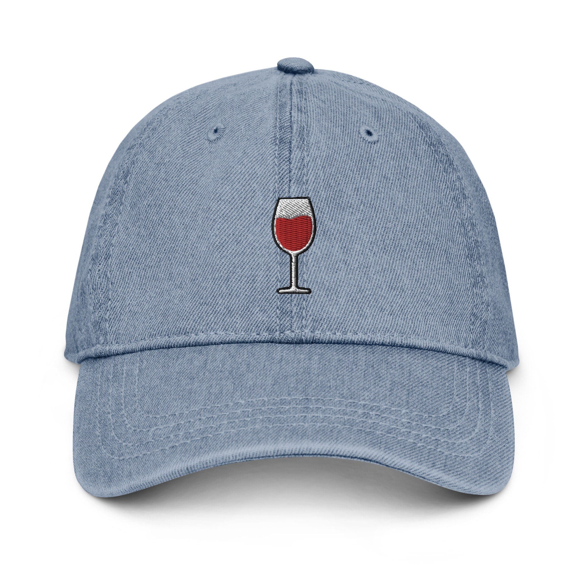 Wine Denim Hat, Premium Embroidered Denim Cap, Hat Embroidery Gift - Multiple Colors