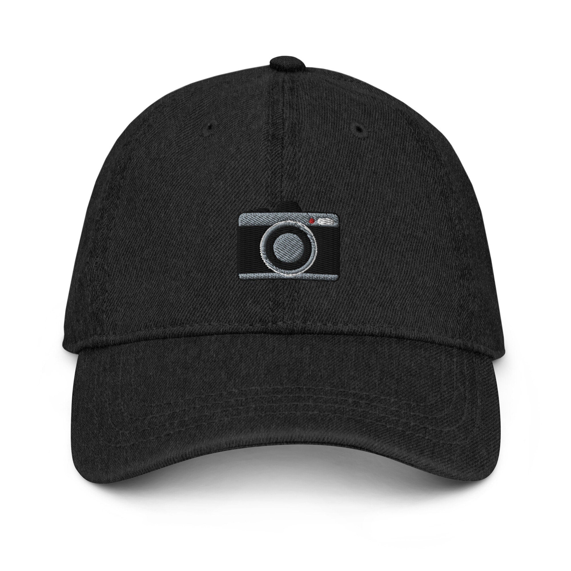 Camera Denim Hat, Premium Embroidered Denim Cap, Hat Embroidery Gift - Multiple Colors