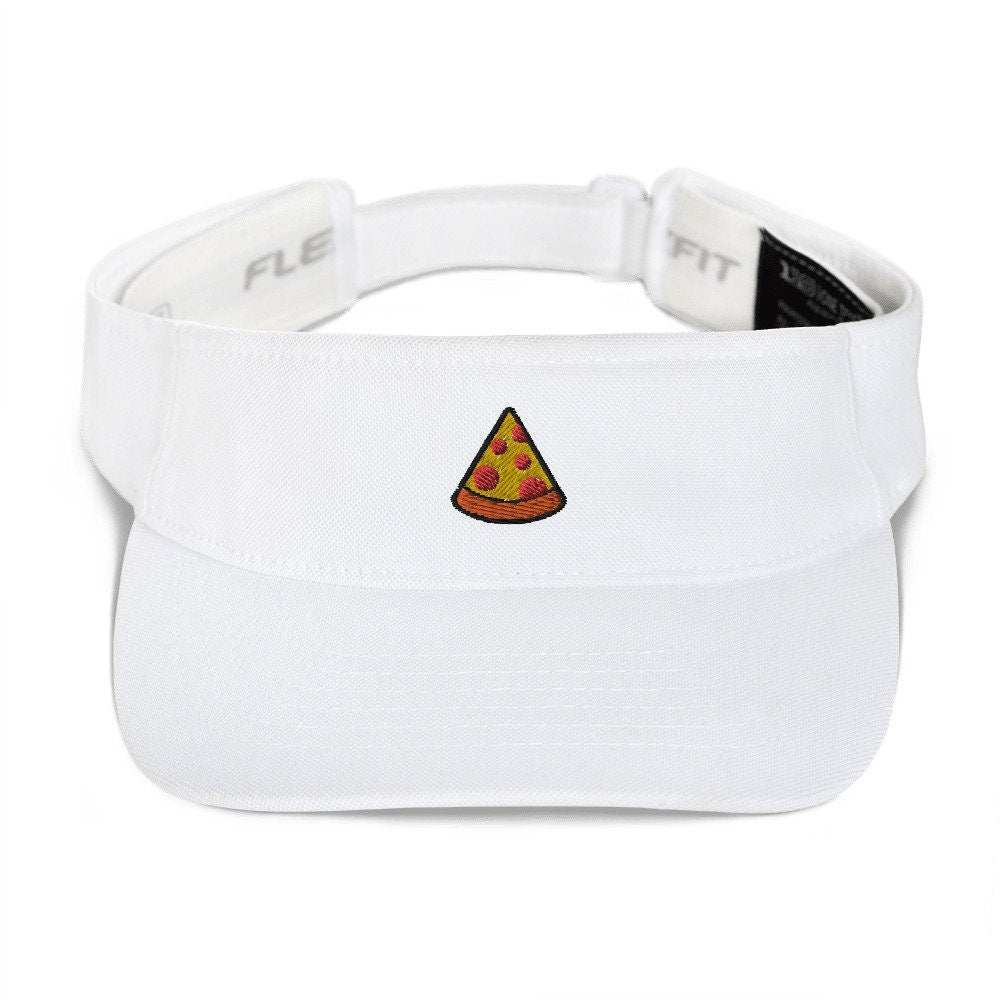 Pizza Embroidered Visor, Premium Summer Visor, Adjustable Beach Sun Hat - Multiple Colors