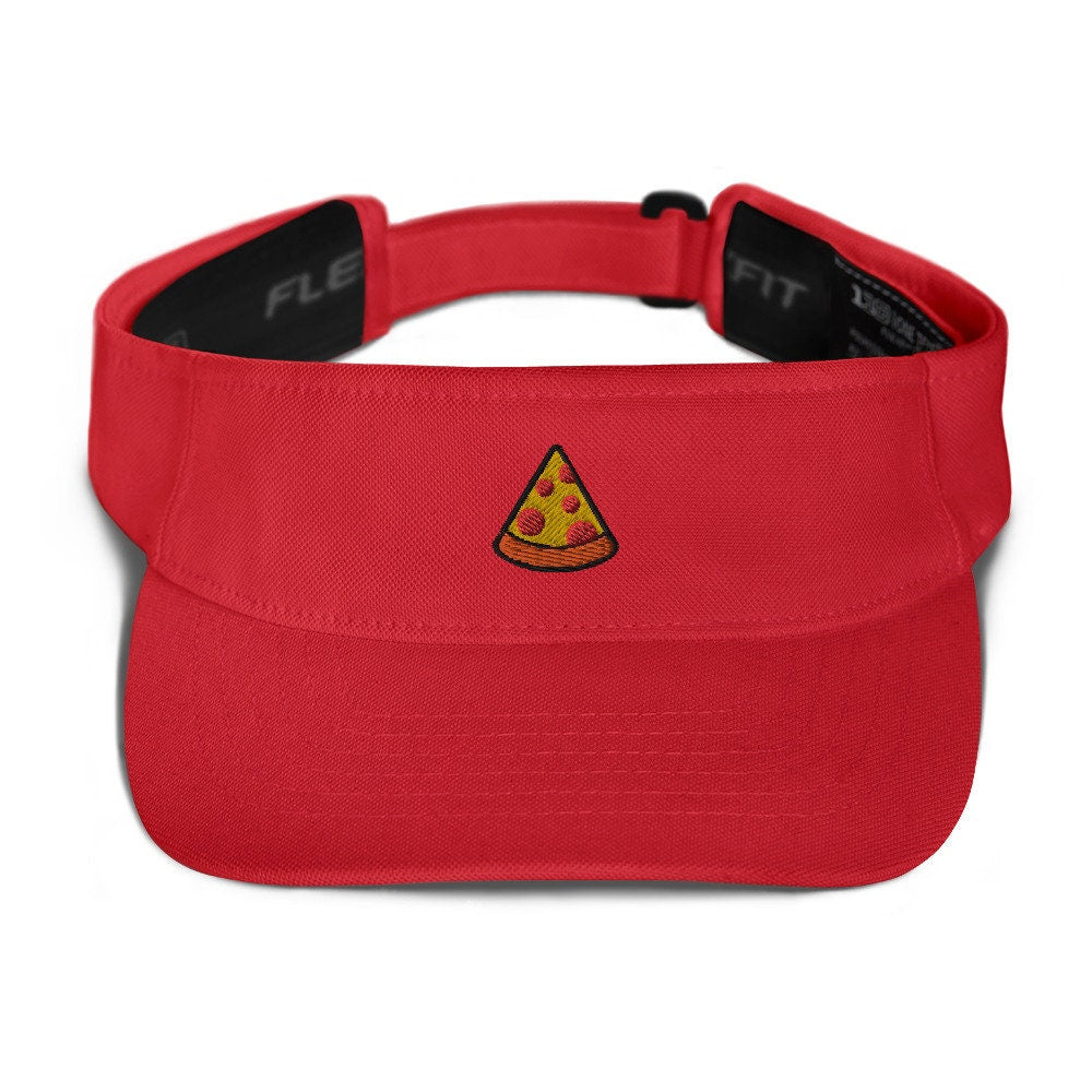 Pizza Embroidered Visor, Premium Summer Visor, Adjustable Beach Sun Hat - Multiple Colors