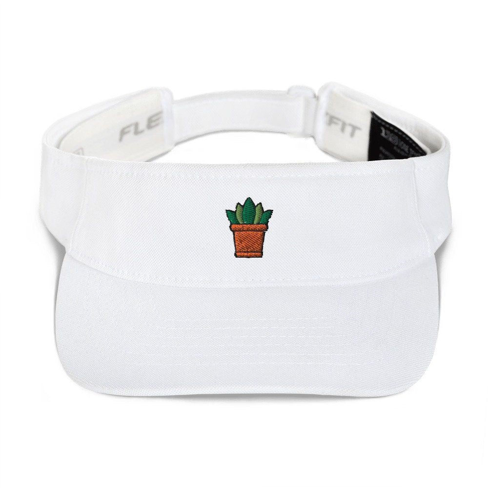 Succulent Plant Embroidered Visor, Premium Summer Visor, Adjustable Beach Sun Hat - Multiple Colors