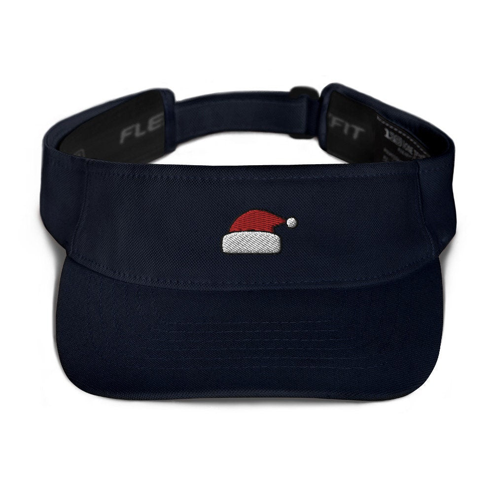 Santa Hat Embroidered Visor, Premium Summer Visor, Adjustable Beach Sun Hat - Multiple Colors