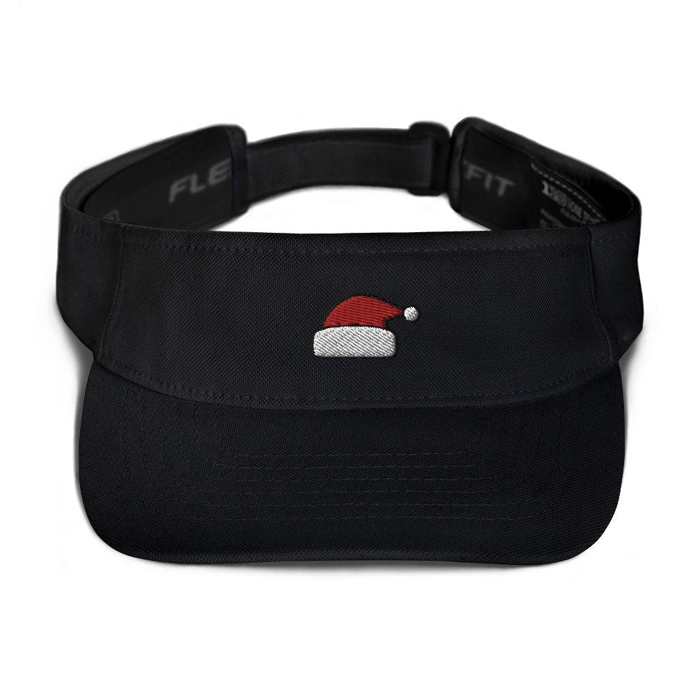 Santa Hat Embroidered Visor, Premium Summer Visor, Adjustable Beach Sun Hat - Multiple Colors