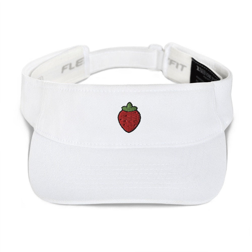 Strawberry Embroidered Visor, Premium Summer Visor, Adjustable Beach Sun Hat - Multiple Colors