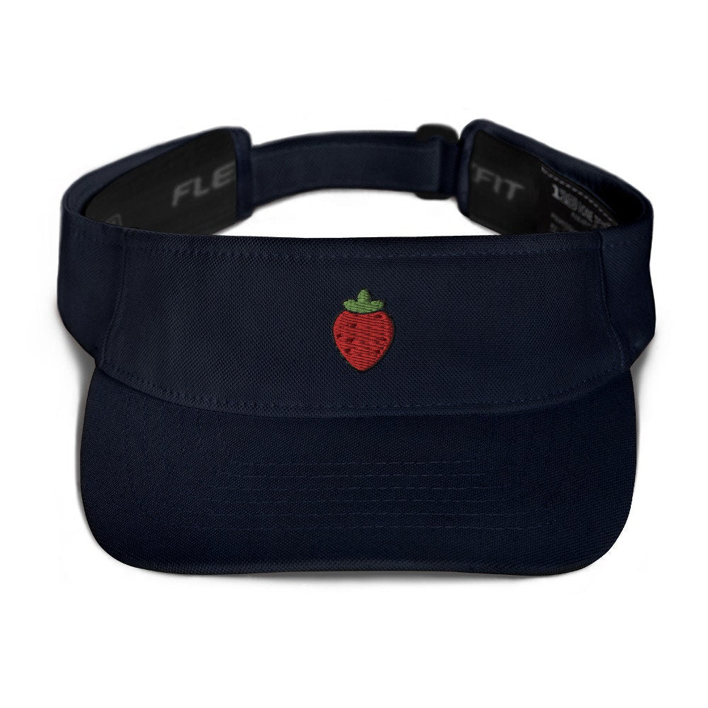 Strawberry Embroidered Visor, Premium Summer Visor, Adjustable Beach Sun Hat - Multiple Colors