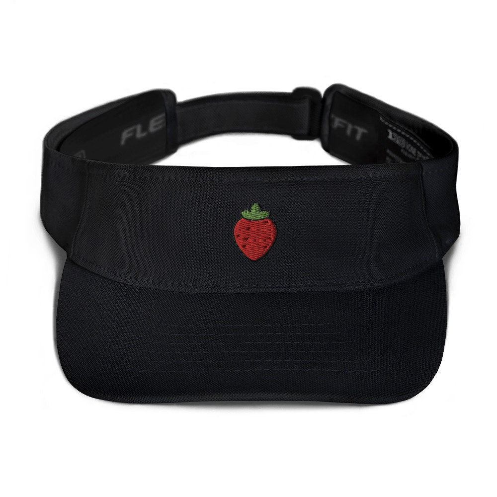 Strawberry Embroidered Visor, Premium Summer Visor, Adjustable Beach Sun Hat - Multiple Colors