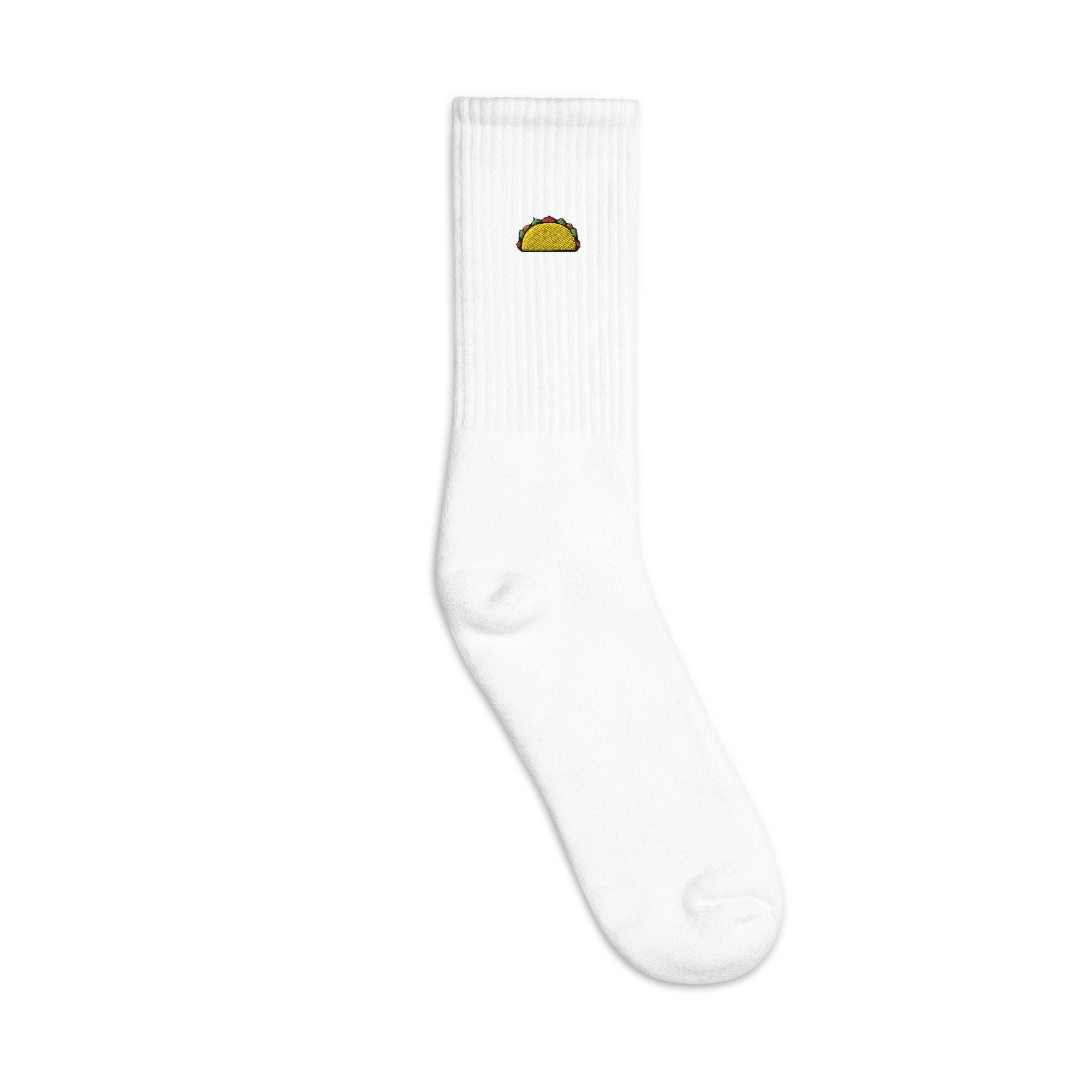 Taco Embroidered Socks, Premium Embroidered Socks, Long Socks Gift - Multiple Colors