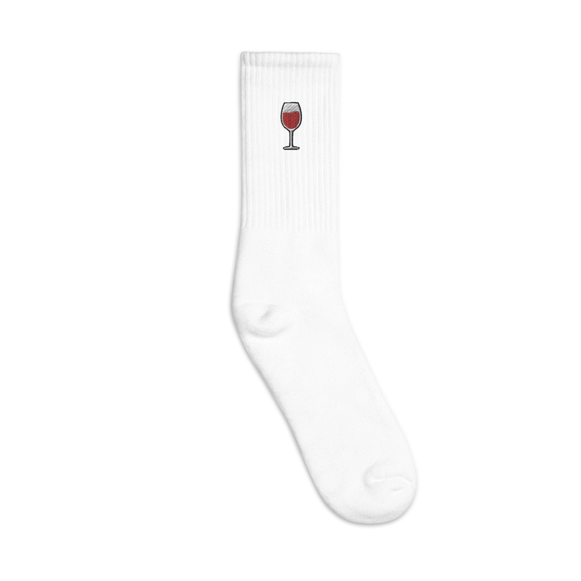 Wine Embroidered Socks, Premium Embroidered Socks, Long Socks Gift - Multiple Colors