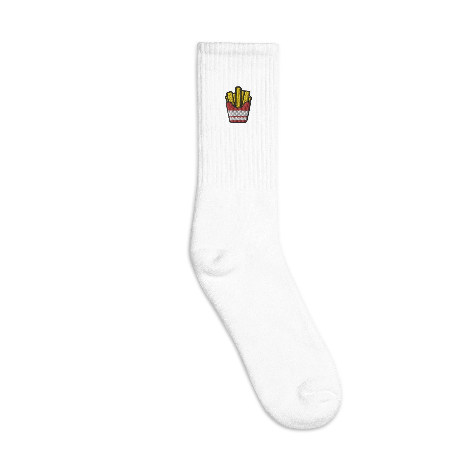 Fries Embroidered Socks, Premium Embroidered Socks, Long Socks Gift - Multiple Colors