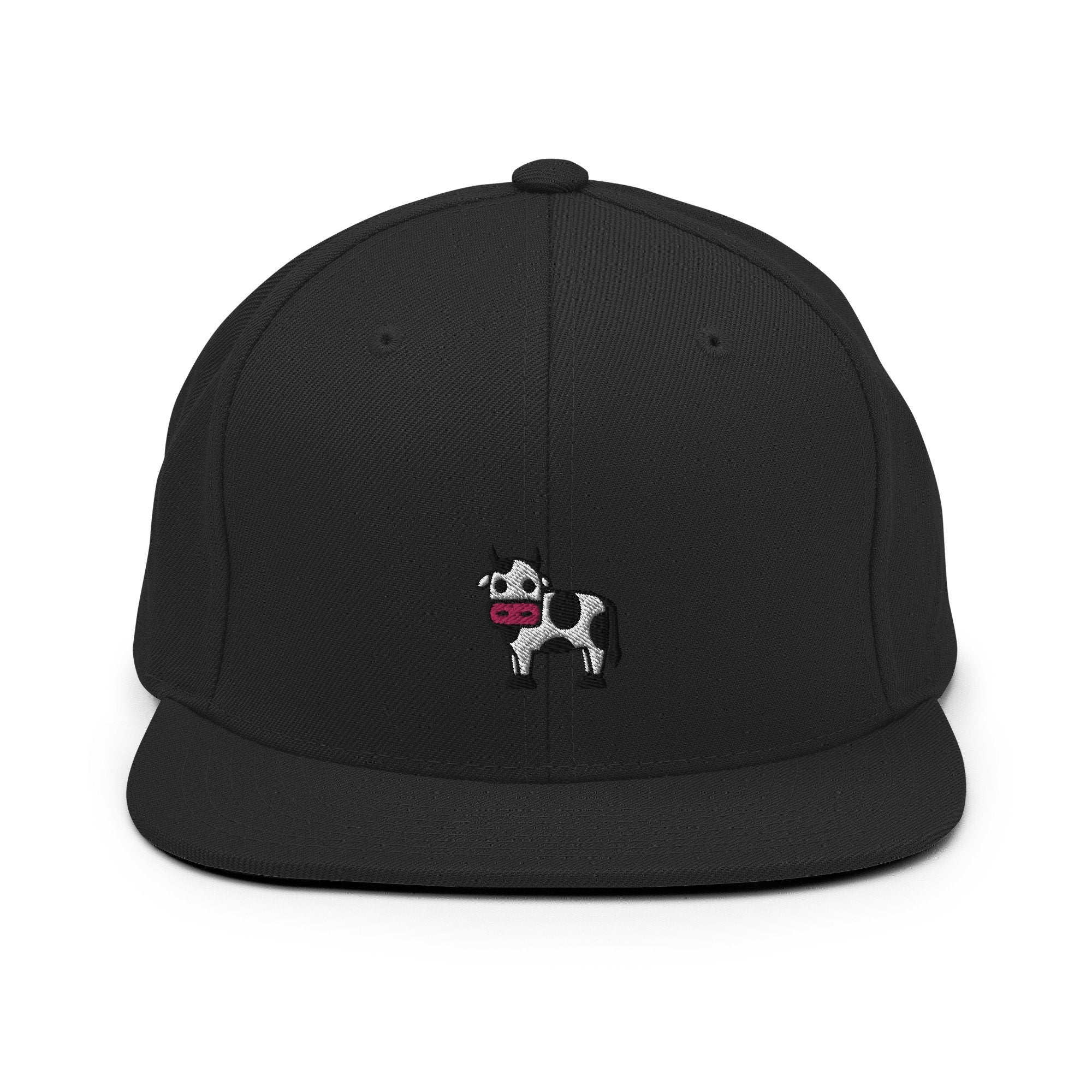 Cow Embroidered Snapback Hat, Cap Gift, Embroidered Snapback Hat, Flat Bill Snapback