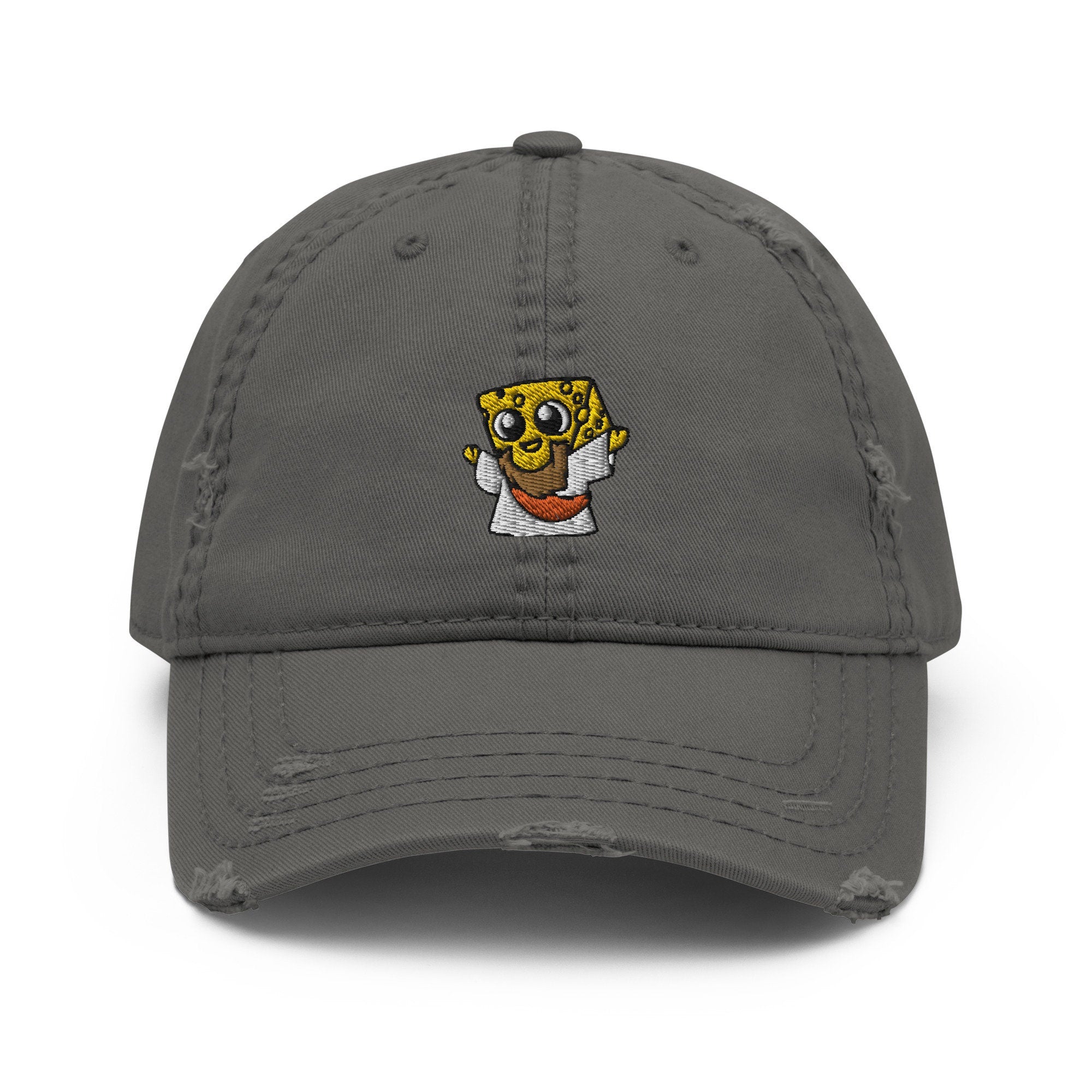Cheesus Embroidered Distressed Embroidered Dad Hat, Frayed Cap Gift