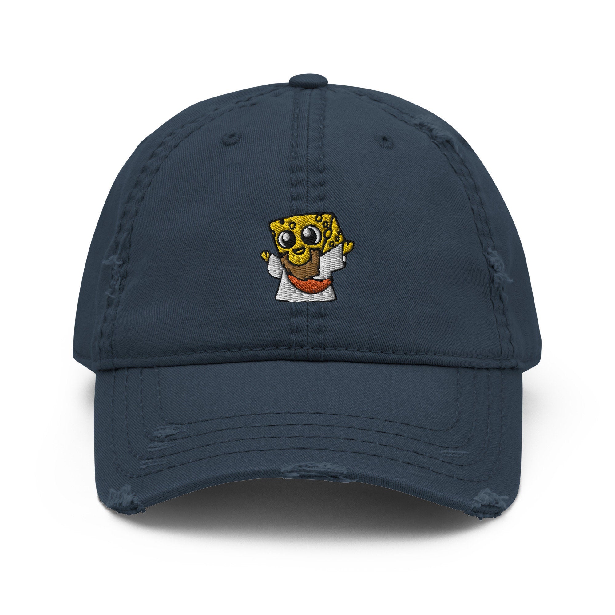 Cheesus Embroidered Distressed Embroidered Dad Hat, Frayed Cap Gift