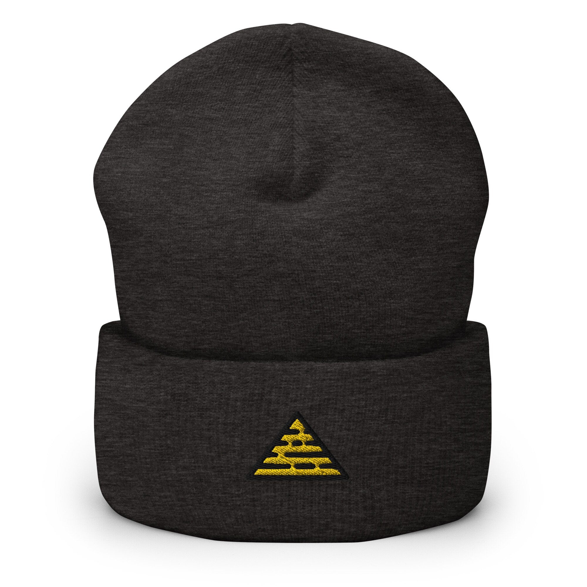Ancient Egyptian Pyramid Embroidered Beanie, Handmade Cuffed Knit Unisex Slouchy Adult Winter Hat Cap Gift