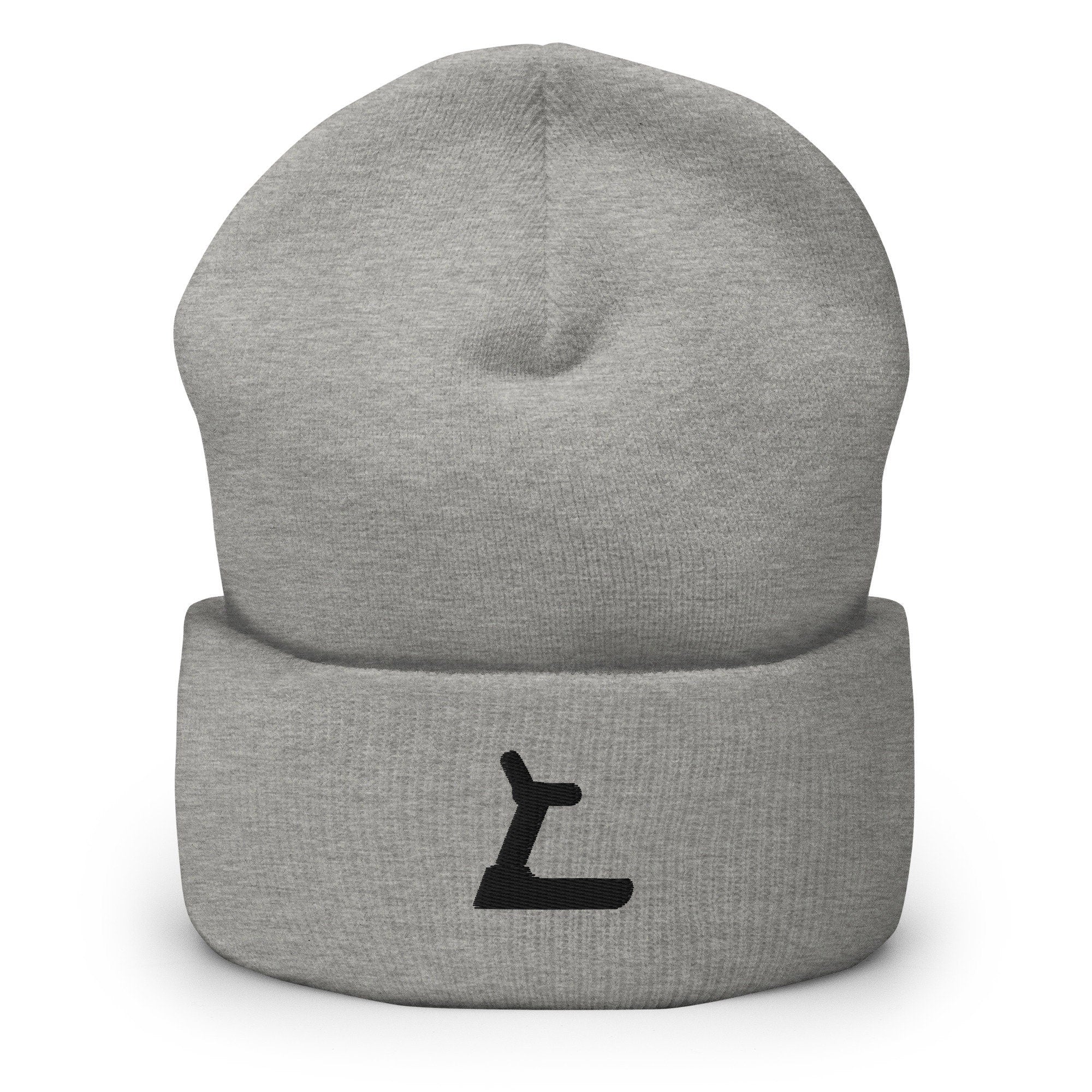 Runner Workout Fitness Treadmill Icon Embroidered Beanie, Handmade Cuffed Knit Unisex Slouchy Adult Winter Hat Cap Gift