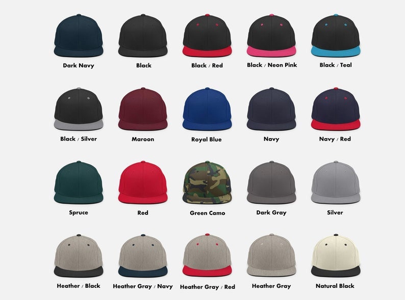 Personalized Embroidered Snapback Hat, Customized Logo Snapback Hat, Embroidery With Your Own Text or Design, Handmade Snapback Hat