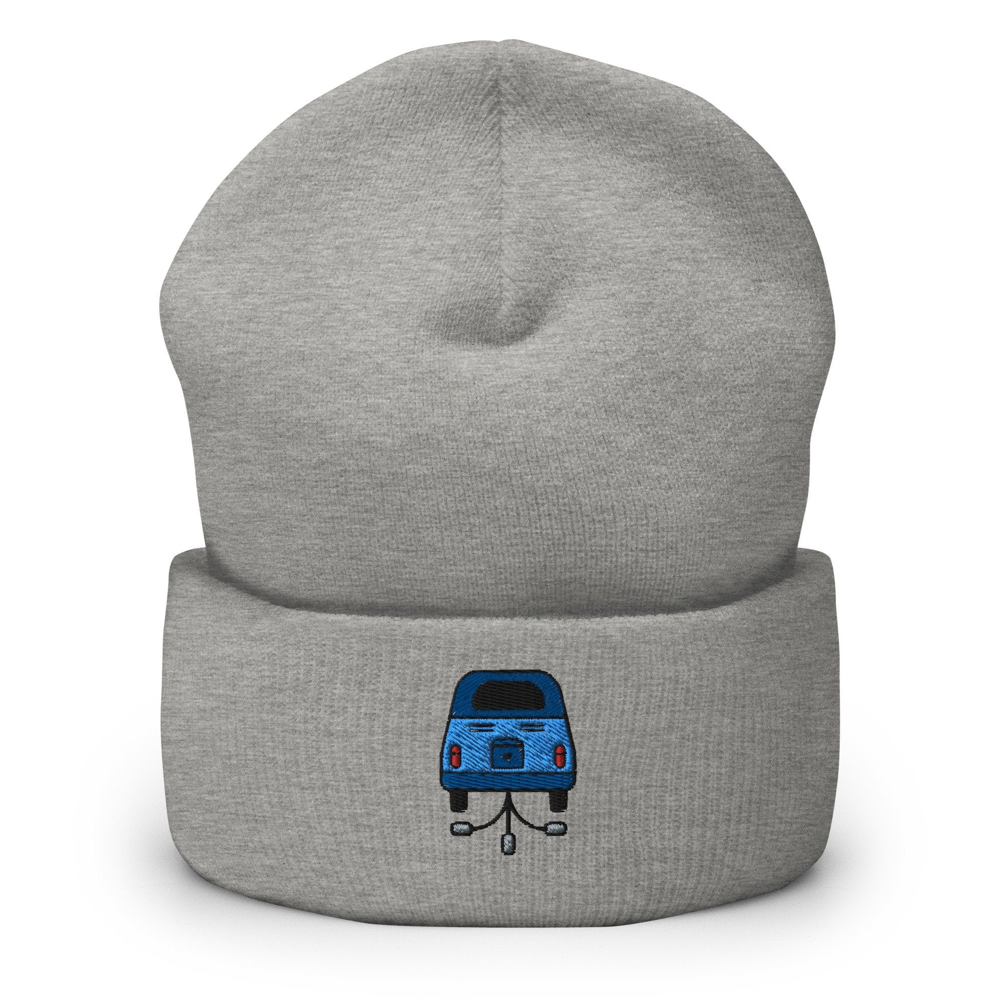 Wedding Car Just Married Embroidered Beanie, Handmade Cuffed Knit Unisex Slouchy Adult Winter Hat Cap Gift
