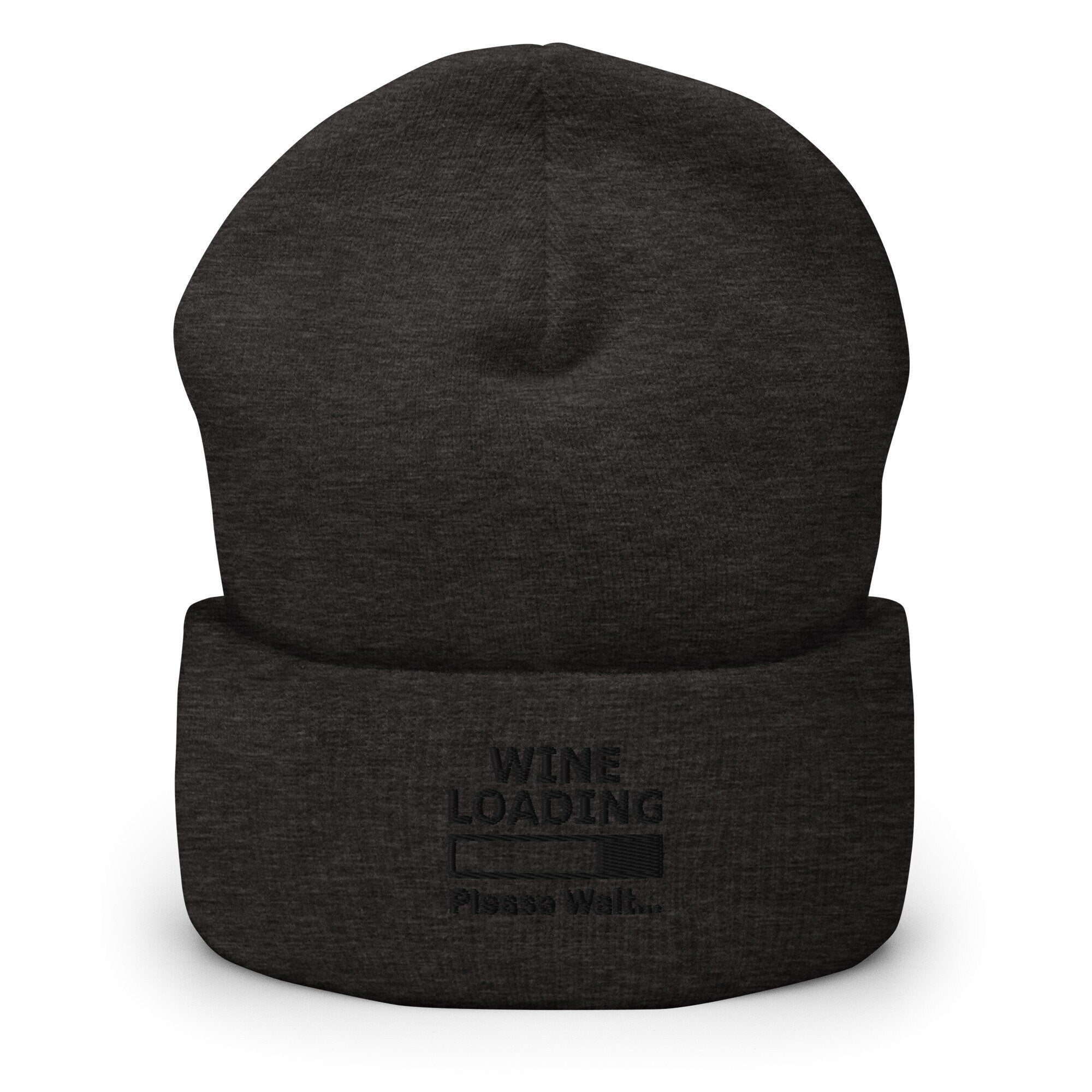 Wine Embroidered Beanie, Handmade Cuffed Knit Unisex Slouchy Adult Winter Hat Cap Gift, Funny Wine Font